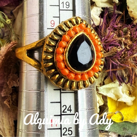 Gold colorful statement ring - Picture 1 of 1